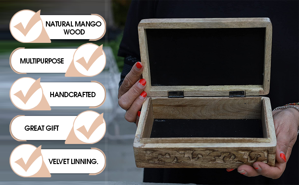 Hand Carved Jewelry Trinket Keepsake Wooden Storage Box (Celtic Tree of Life, Large) - DharmaObjects