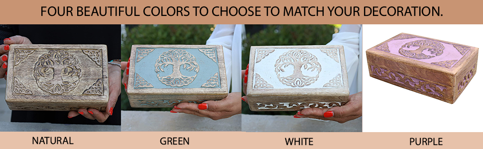 Hand Carved Jewelry Trinket Keepsake Wooden Storage Box (Celtic Tree of Life, Large) - DharmaObjects