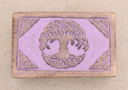 Hand Carved Jewelry Trinket Keepsake Wooden Storage Box (Celtic Tree of Life, Large)