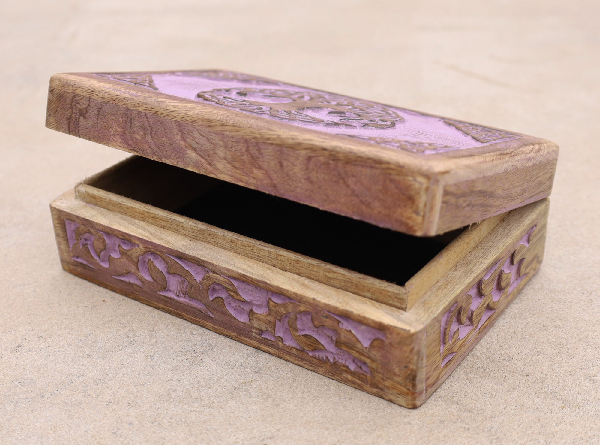 Hand Carved Jewelry Trinket Keepsake Wooden Storage Box (Celtic Tree of Life, Large) - DharmaObjects