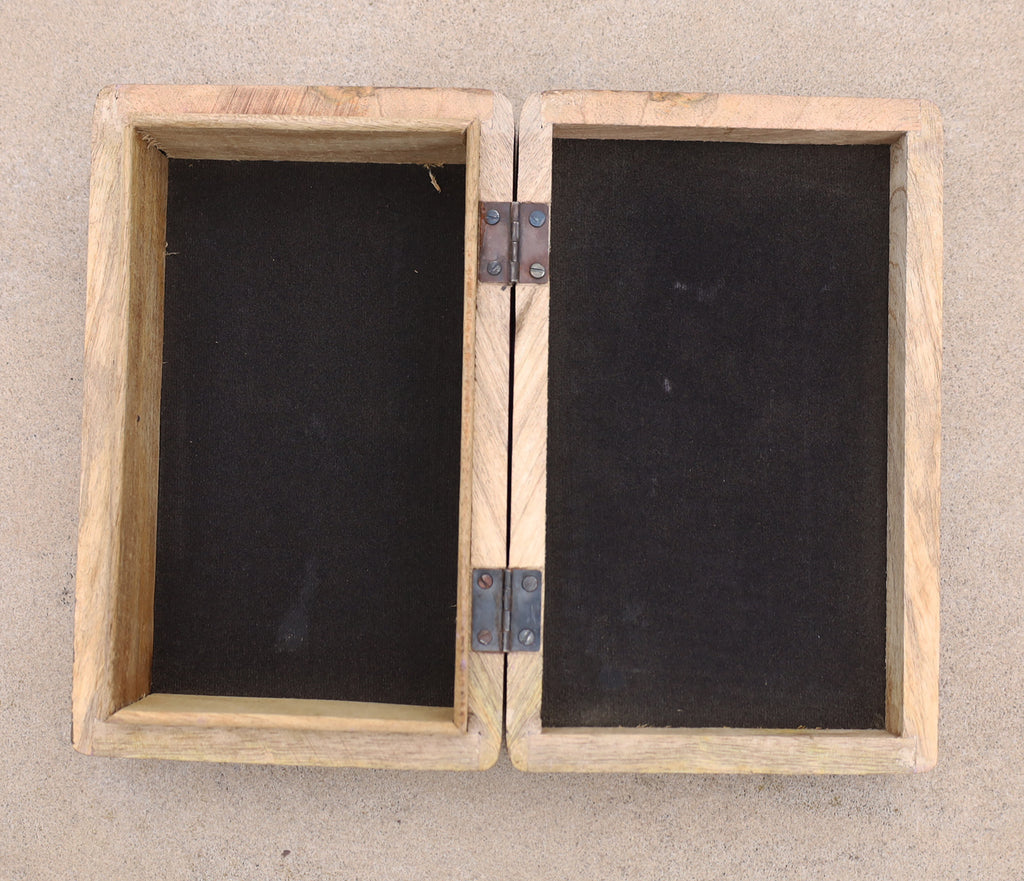 Hand Carved Jewelry Trinket Keepsake Wooden Storage Box Triple Moon - DharmaObjects