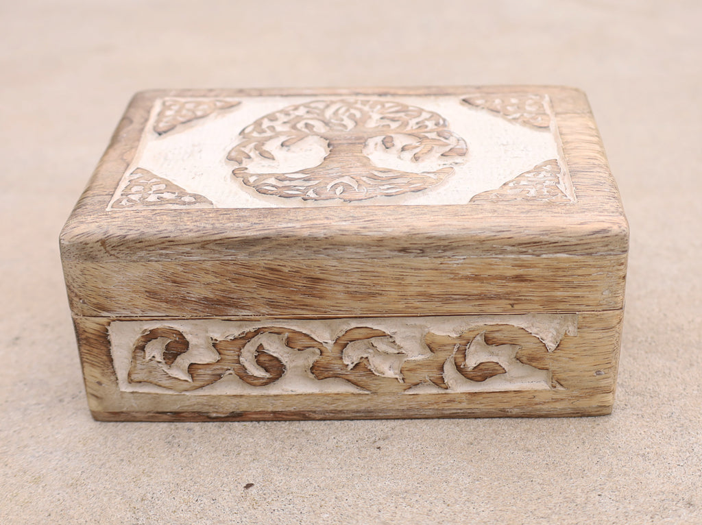 Celtic Tree Of Life Hand Carved Jewelry Storage Keepsake Wooden Box