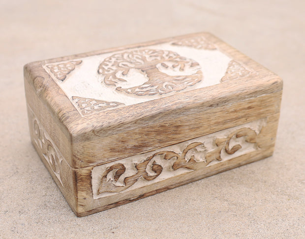 Celtic Tree Of Life Hand Carved Jewelry Storage Keepsake Wooden Box