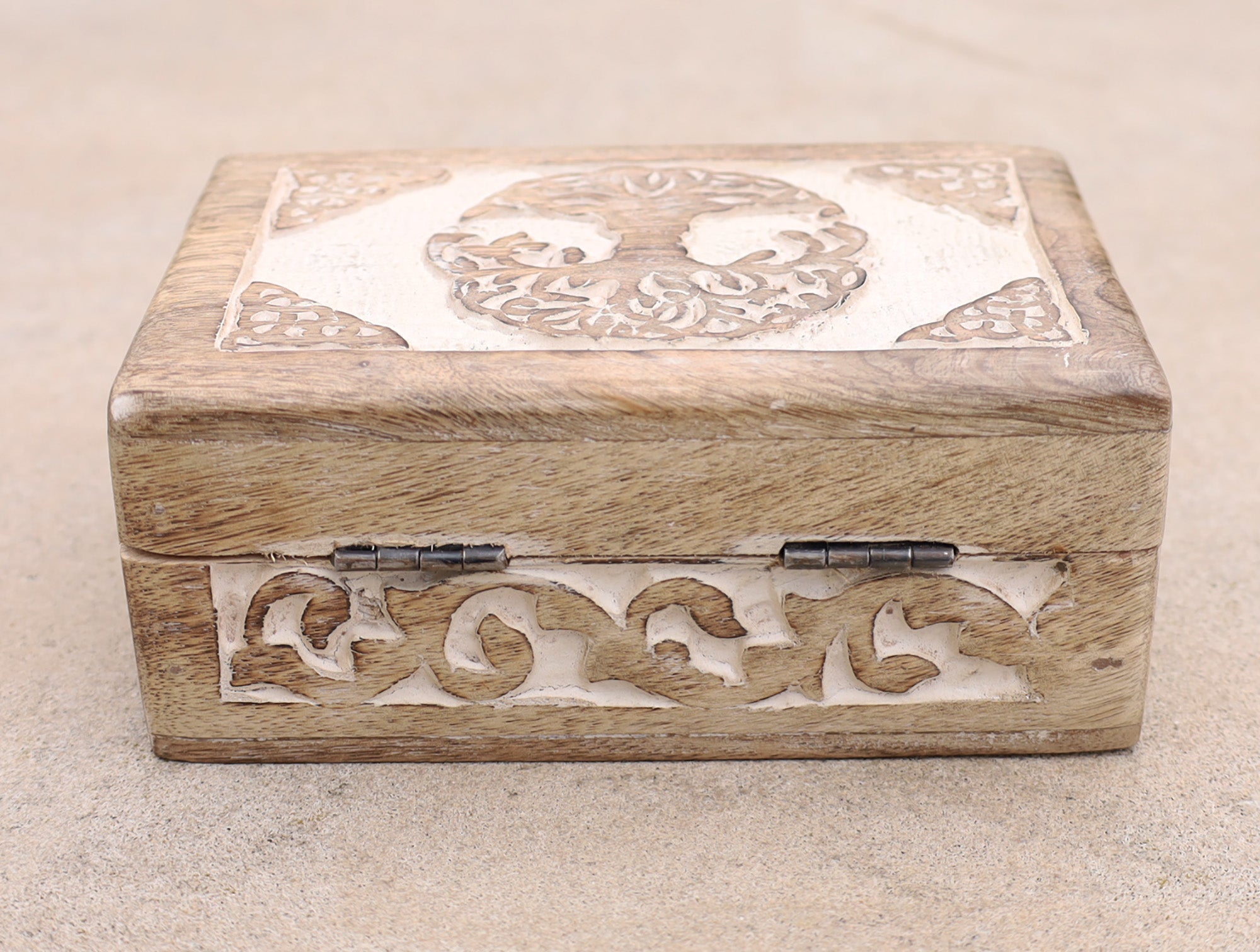 Celtic Tree Of Life Hand Carved Jewelry Storage Keepsake Wooden Box