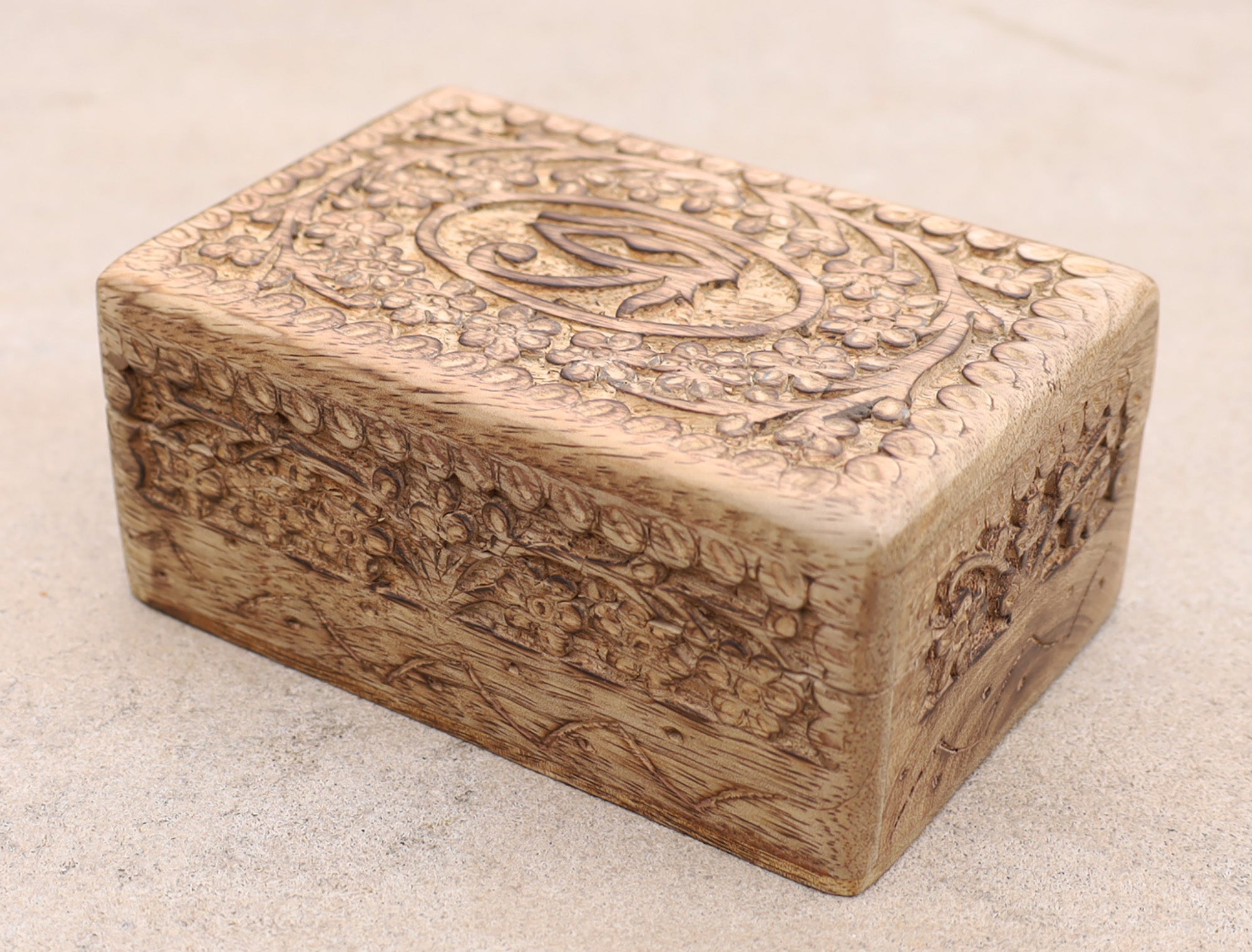 Egyptian Eye of Horus Hand Carved Jewelry Trinket Keepsake Wooden Storage Box - DharmaObjects