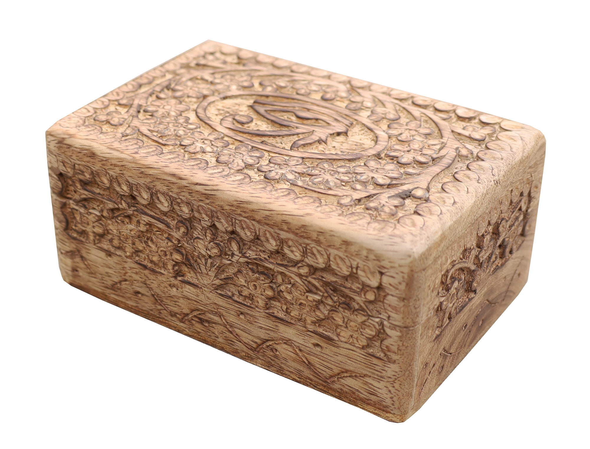 Egyptian Eye of Horus Hand Carved Jewelry Trinket Keepsake Wooden Storage Box - DharmaObjects