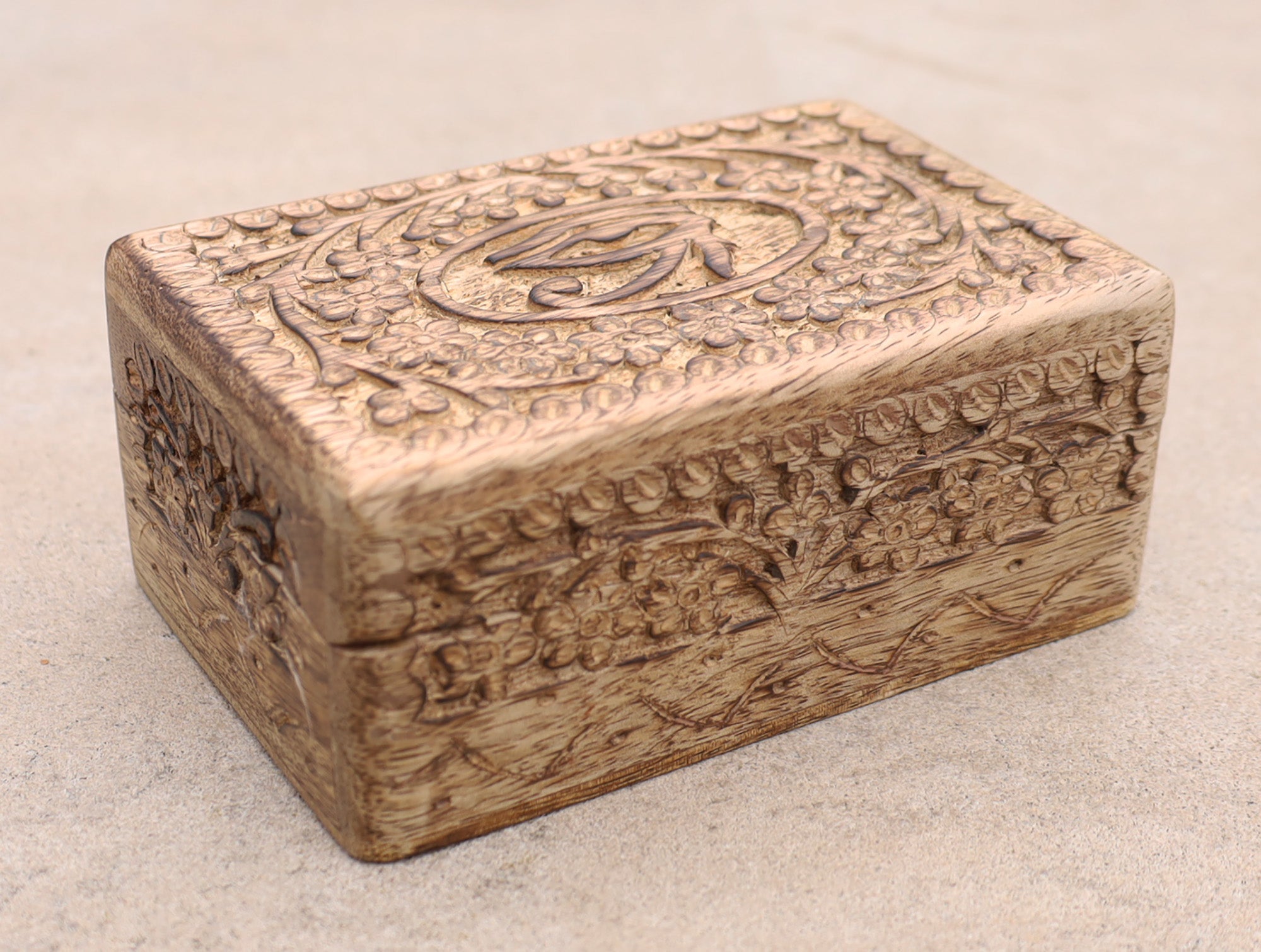 Egyptian Eye of Horus Hand Carved Jewelry Trinket Keepsake Wooden Storage Box - DharmaObjects