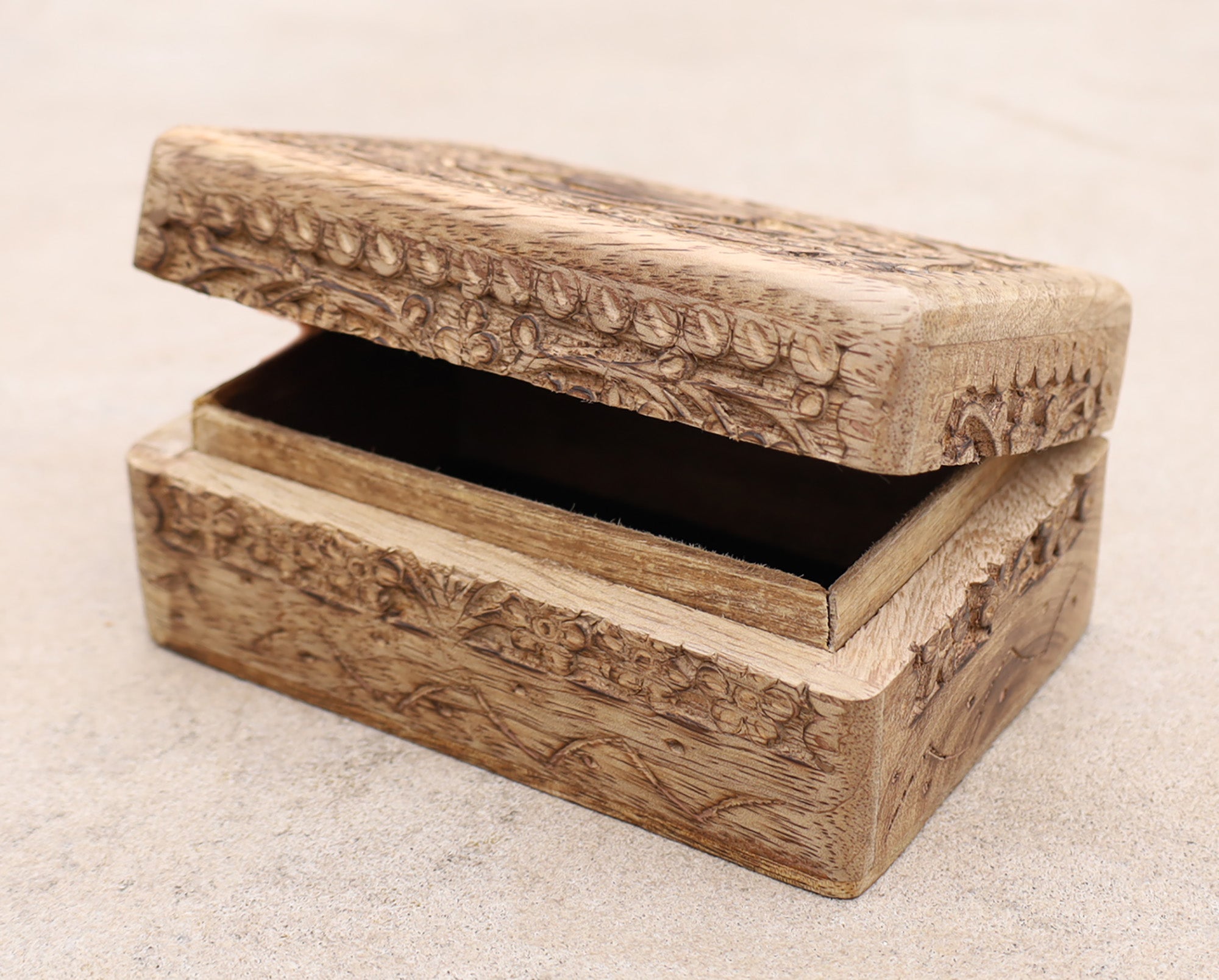 Egyptian Eye of Horus Hand Carved Jewelry Trinket Keepsake Wooden Storage Box - DharmaObjects