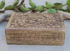 Egyptian Eye of Horus Hand Carved Jewelry Trinket Keepsake Wooden Storage Box - DharmaObjects