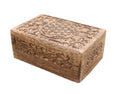Hand Carved Jewelry Trinket Keepsake Wooden Storage Box (Medium, Flower of Life) - DharmaObjects