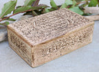 Hand Carved Jewelry Trinket Keepsake Wooden Storage Box (Large, Flower of Life) - DharmaObjects