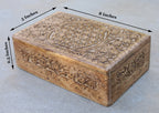 Hand Carved Jewelry Trinket Keepsake Wooden Storage Box (Large, Flower of Life) - DharmaObjects