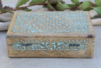 Hand Carved Jewelry Trinket Keepsake Wooden Storage Box (Large, Flower of Life) - DharmaObjects