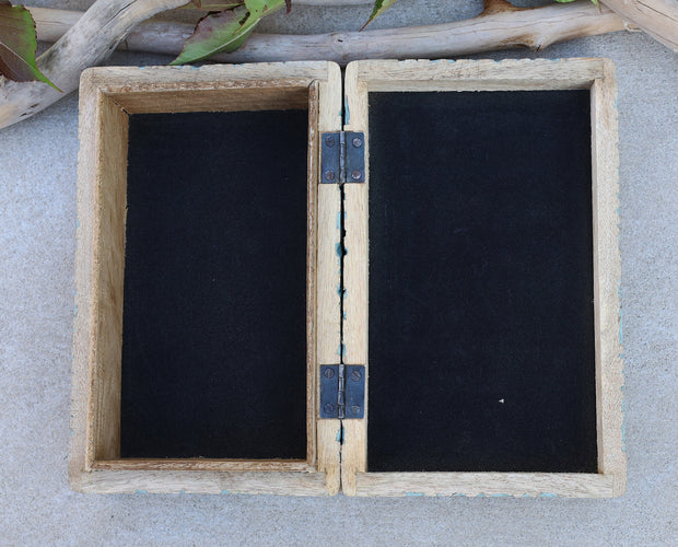 Hand Carved Jewelry Trinket Keepsake Wooden Storage Box (Large, Flower of Life)