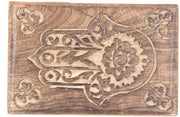 Hamsa Hand of Fatima Hand Carved Jewelry Trinket Keepsake Wooden Storage Box