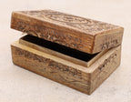 Celestial Moon and Stars Hand Carved Wooden Storage Keepsake Box - DharmaObjects
