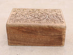 Hand Carved Jewelry Trinket Keepsake Wooden Storage Box Triple Moon - DharmaObjects