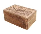 Hand Carved Jewelry Trinket Keepsake Wooden Storage Box Triple Moon - DharmaObjects