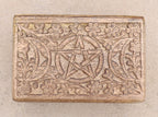 Hand Carved Jewelry Trinket Keepsake Wooden Storage Box Triple Moon - DharmaObjects