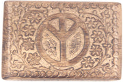 Hand Carved  Peace Sign Jewelry Trinket Keepsake Wooden Storage Box