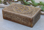 Hand Carved Pentagram Star Wooden Box Keepsake Jewelry Storage - DharmaObjects