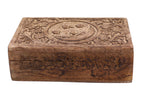 Celestial Moon and Stars Hand Carved Wooden Storage Keepsake Box - DharmaObjects