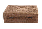 Celestial Moon and Stars Hand Carved Wooden Storage Keepsake Box - DharmaObjects