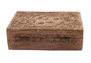 Celestial Moon and Stars Hand Carved Wooden Storage Keepsake Box