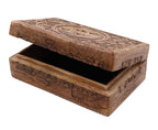 Celestial Moon and Stars Hand Carved Wooden Storage Keepsake Box - DharmaObjects