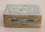 Hand Carved Triple Moon Wooden Storage, Jewelry, Keepsake Box