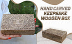 Large Hand Carved Tree of Life Wooden Box Keepsake Storage Multi Utility - DharmaObjects