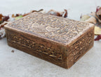 Hand Carved Tree of Life Wooden Box Keepsake Jewelry Storage