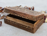 Hand Carved Tree of Life Wooden Box Keepsake Jewelry Storage