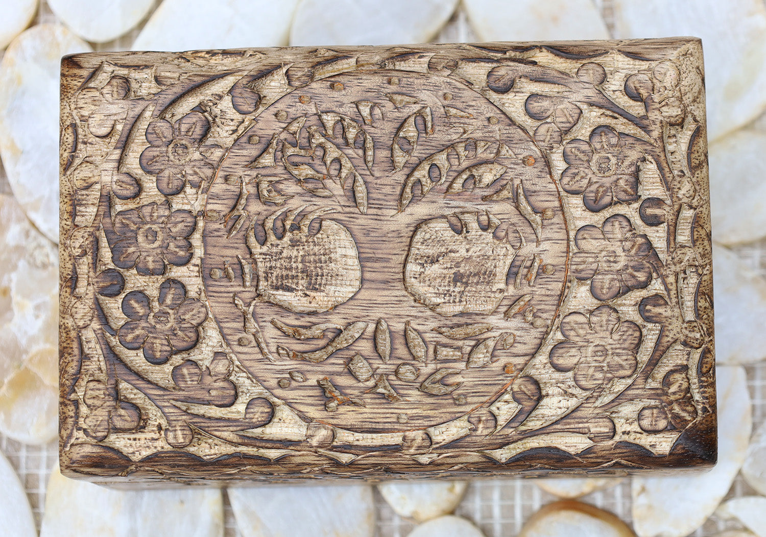 Tree Of Life Hand Carved Jewelry Storage Keepsake Wooden Box - DharmaObjects