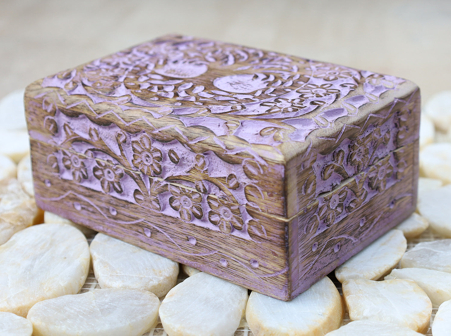 Tree Of Life Hand Carved Jewelry Storage Keepsake Wooden Box - DharmaObjects
