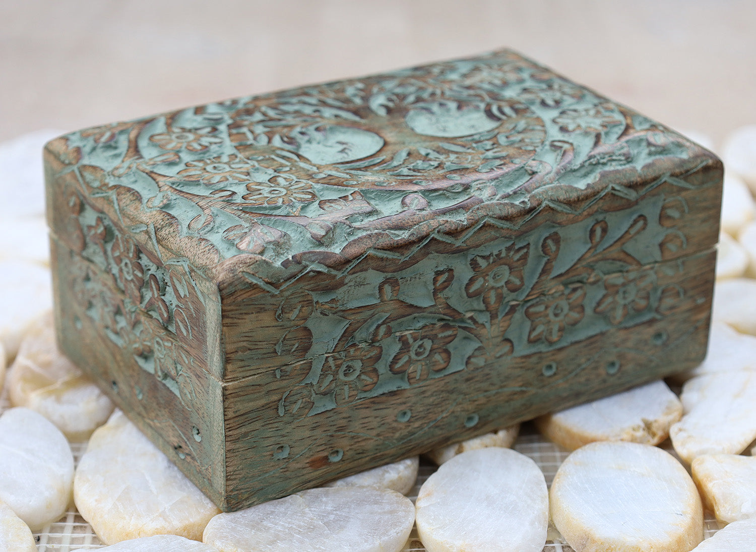 Tree Of Life Hand Carved Jewelry Storage Keepsake Wooden Box - DharmaObjects