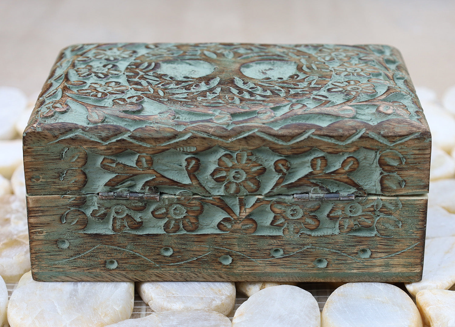Tree Of Life Hand Carved Jewelry Storage Keepsake Wooden Box - DharmaObjects