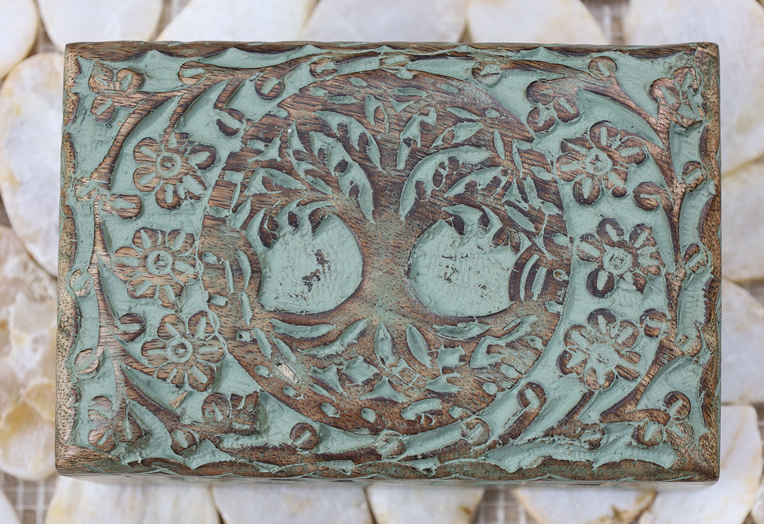 Tree Of Life Hand Carved Jewelry Storage Keepsake Wooden Box - DharmaObjects