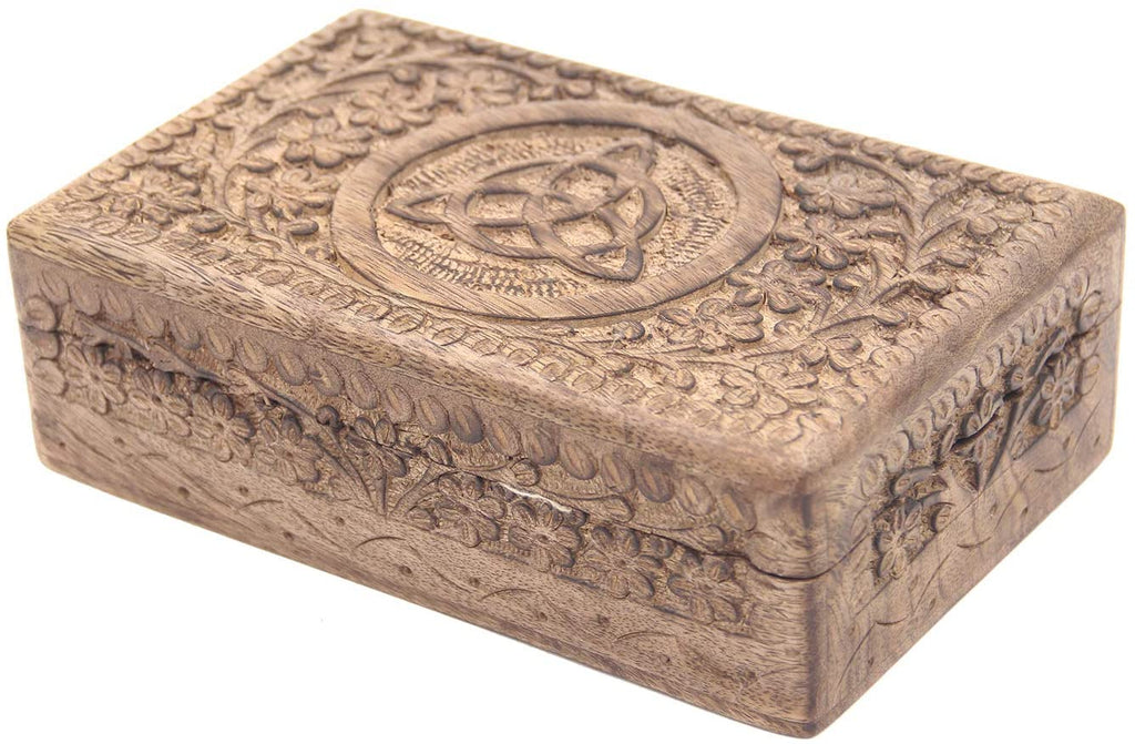 Hand Carved Triquetra Wooden Jewelry, Keepsake, Storage Box