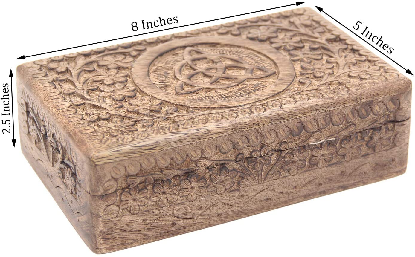 Hand Carved Triquetra Wooden Jewelry, Keepsake, Storage Box