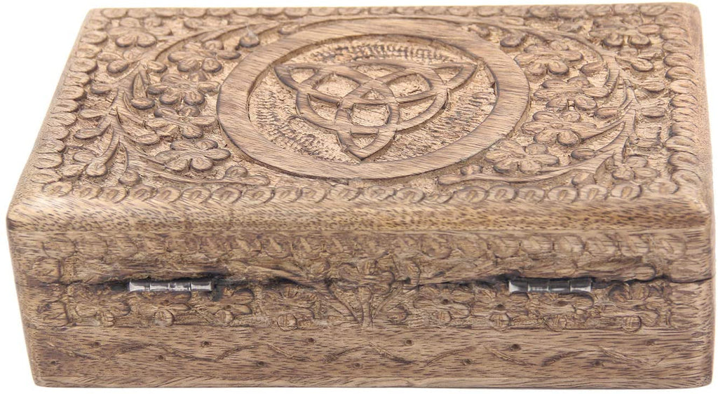 Hand Carved Triquetra Wooden Jewelry, Keepsake, Storage Box