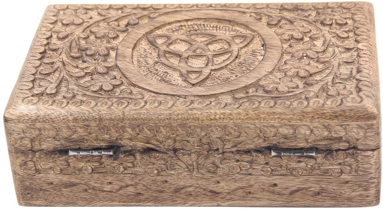 Hand Carved Triquetra Wooden Jewelry, Keepsake, Storage Box