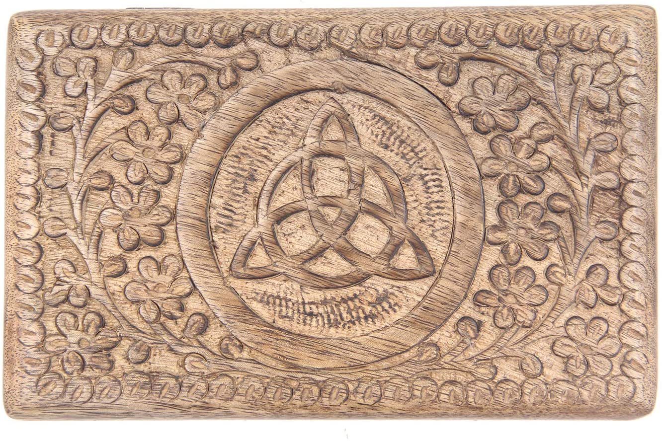 Hand Carved Triquetra Wooden Jewelry, Keepsake, Storage Box