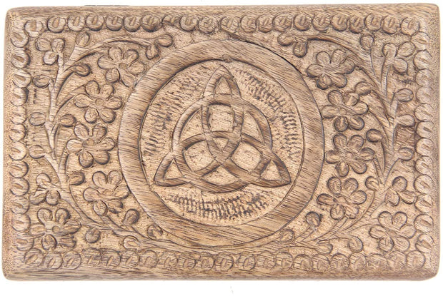 Hand Carved Triquetra Wooden Jewelry, Keepsake, Storage Box