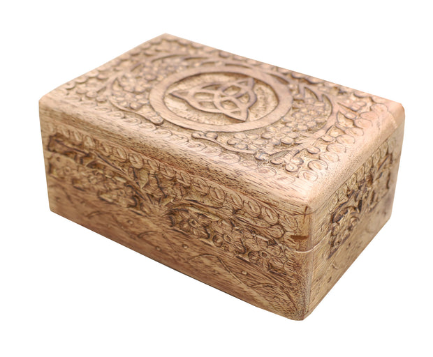 Hand Carved Triquetra Wooden Jewelry, Keepsake, Storage Box