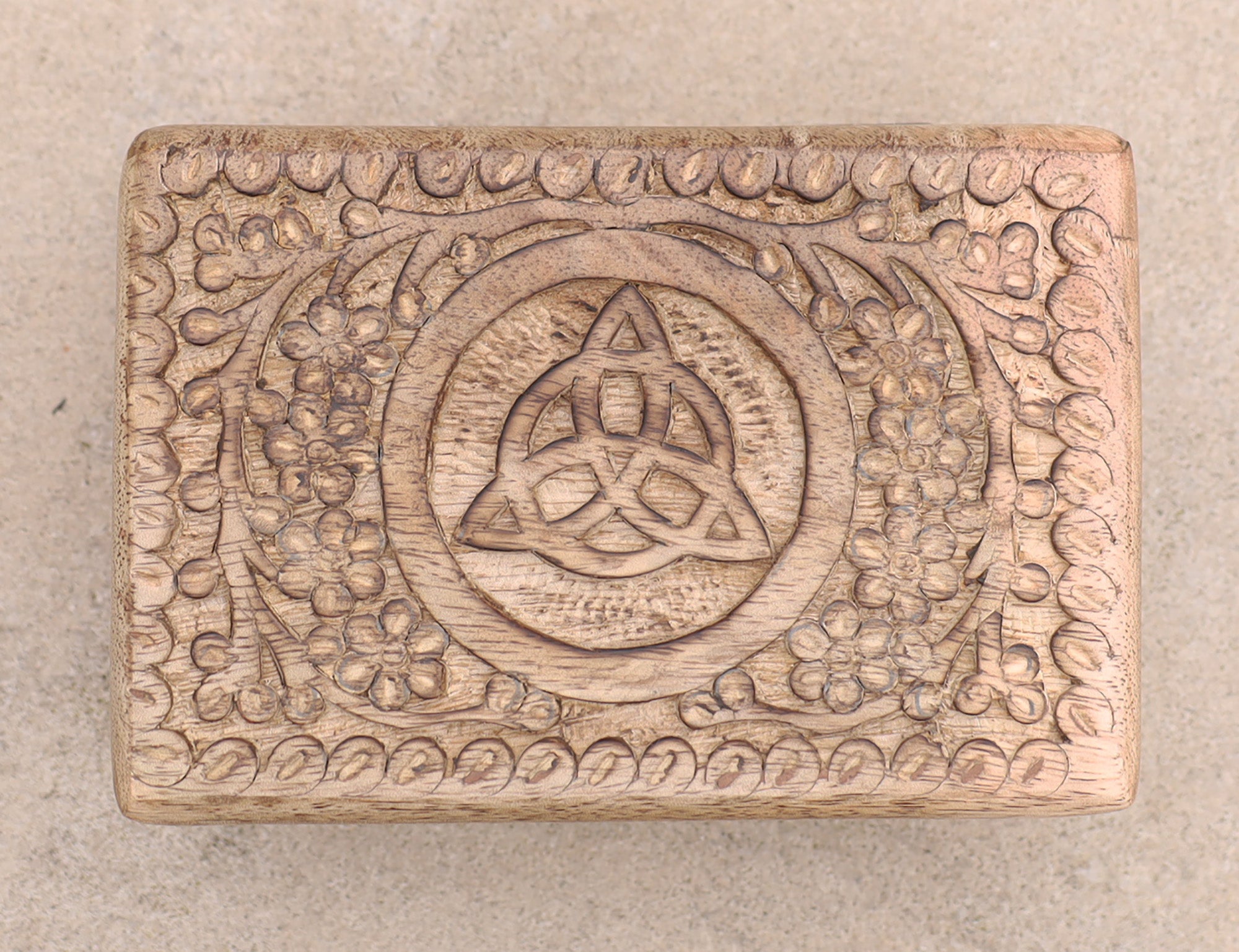 Hand Carved Triquetra Wooden Jewelry, Keepsake, Storage Box