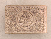 Hand Carved Triquetra Wooden Jewelry, Keepsake, Storage Box