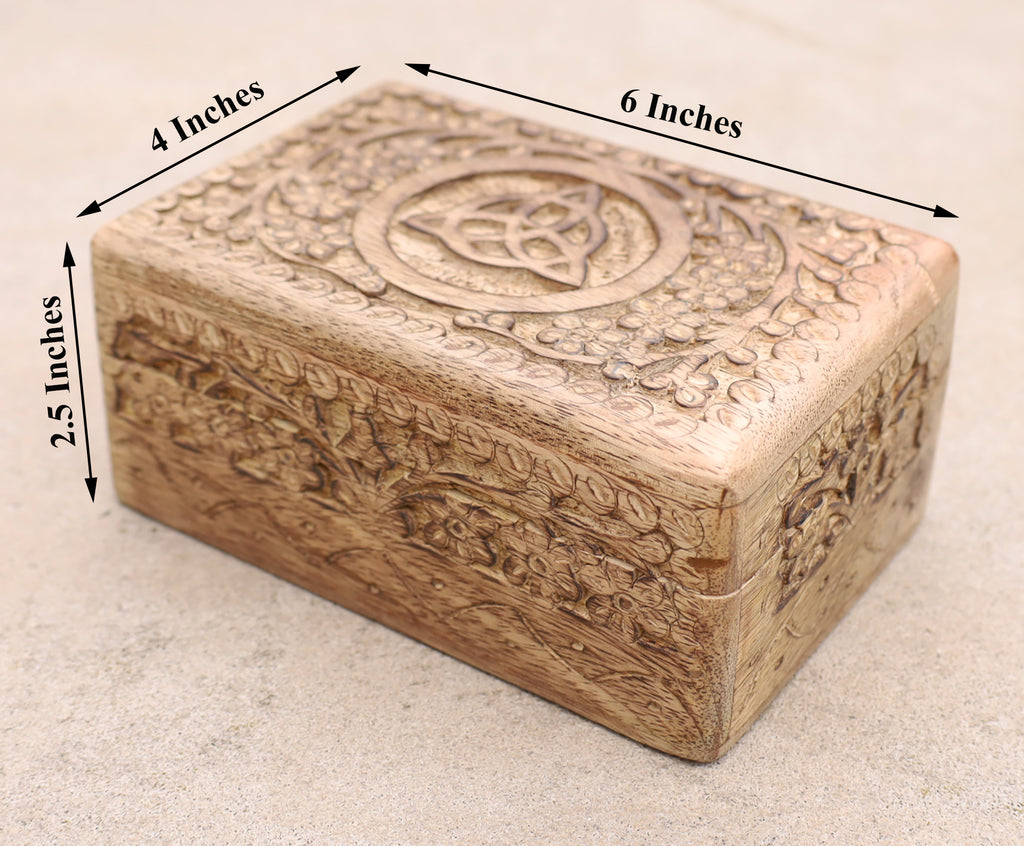 Hand Carved Triquetra Wooden Jewelry, Keepsake, Storage Box