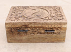 Hand Carved Yin Yang Wooden Box Keepsake Jewelry Storage