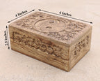 Hand Carved Yin Yang Wooden Box Keepsake Jewelry Storage